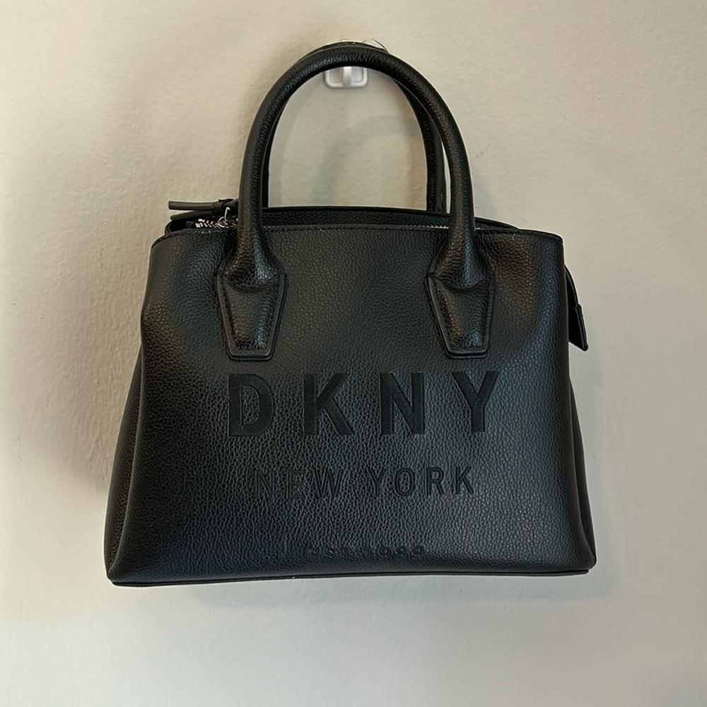 DKNY black leather handbag